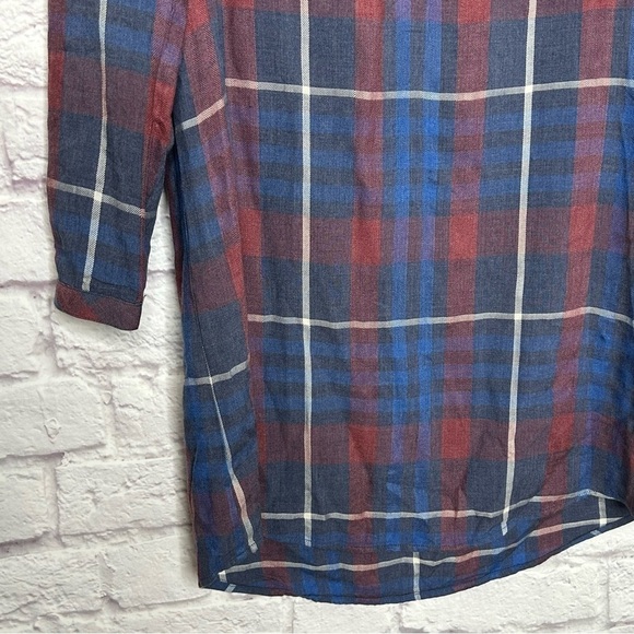 Anthropologie Cloth & Stone Plaid Ruffle T-Shirt Dress - Picture 7 of 12